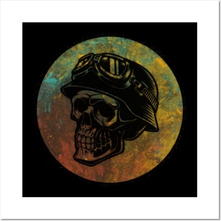 skull motorcycle vintage Posters and Art